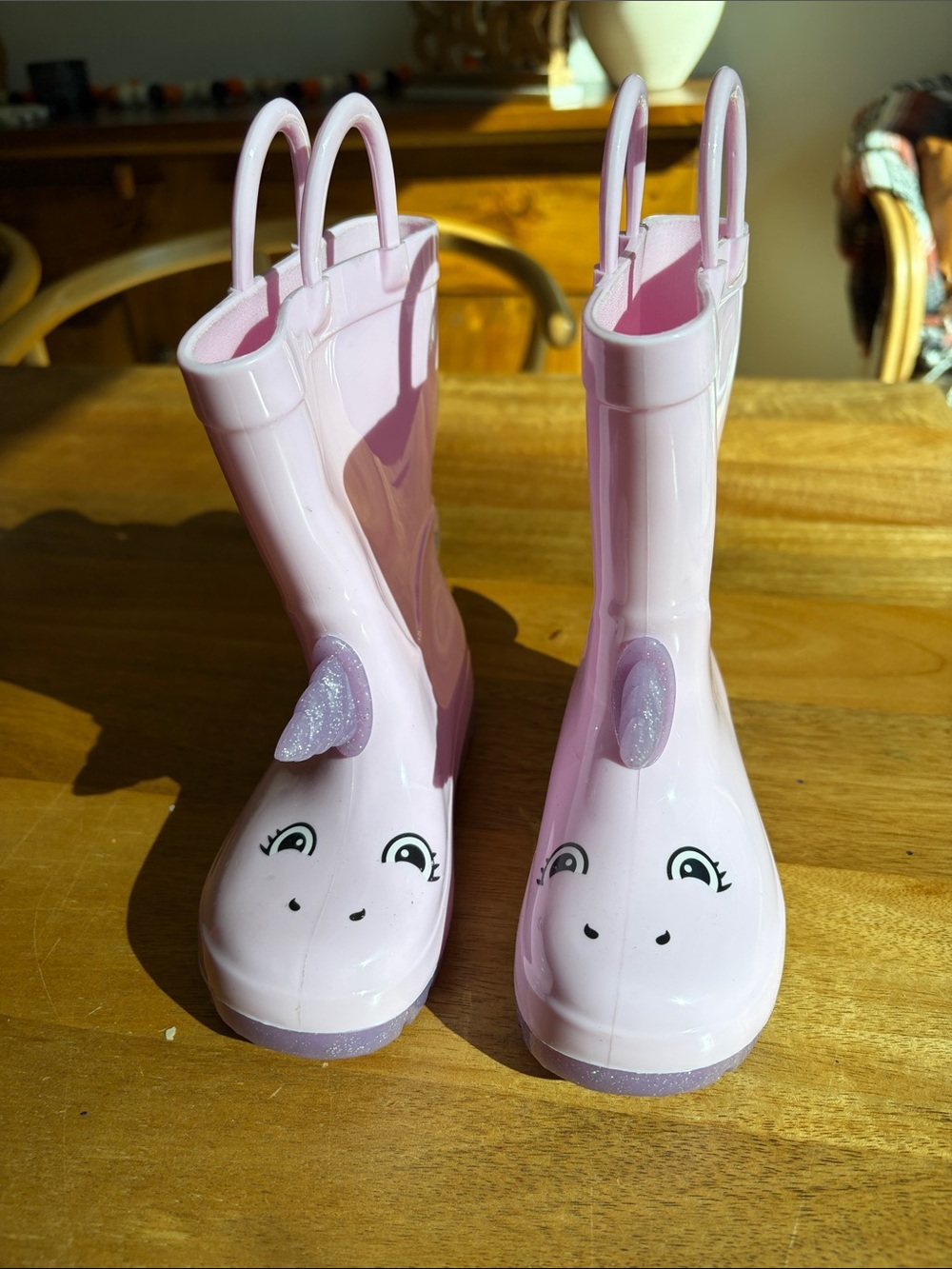 Kids Pink Unicorn Rain Boots